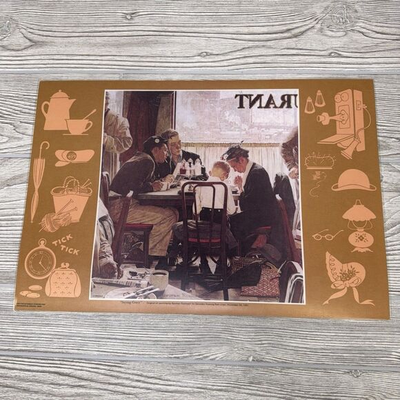 Norman Rockwell Saturday Evening Post Laminated Placemats Set Of 4 Vintage 1973 - Picture 2 of 16